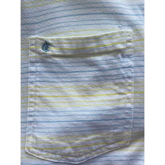 Criquet Polo Shirt Size Men’s XXL 100% Cotton Organic White Yellow Blue Stripes - Picture 4 of 6